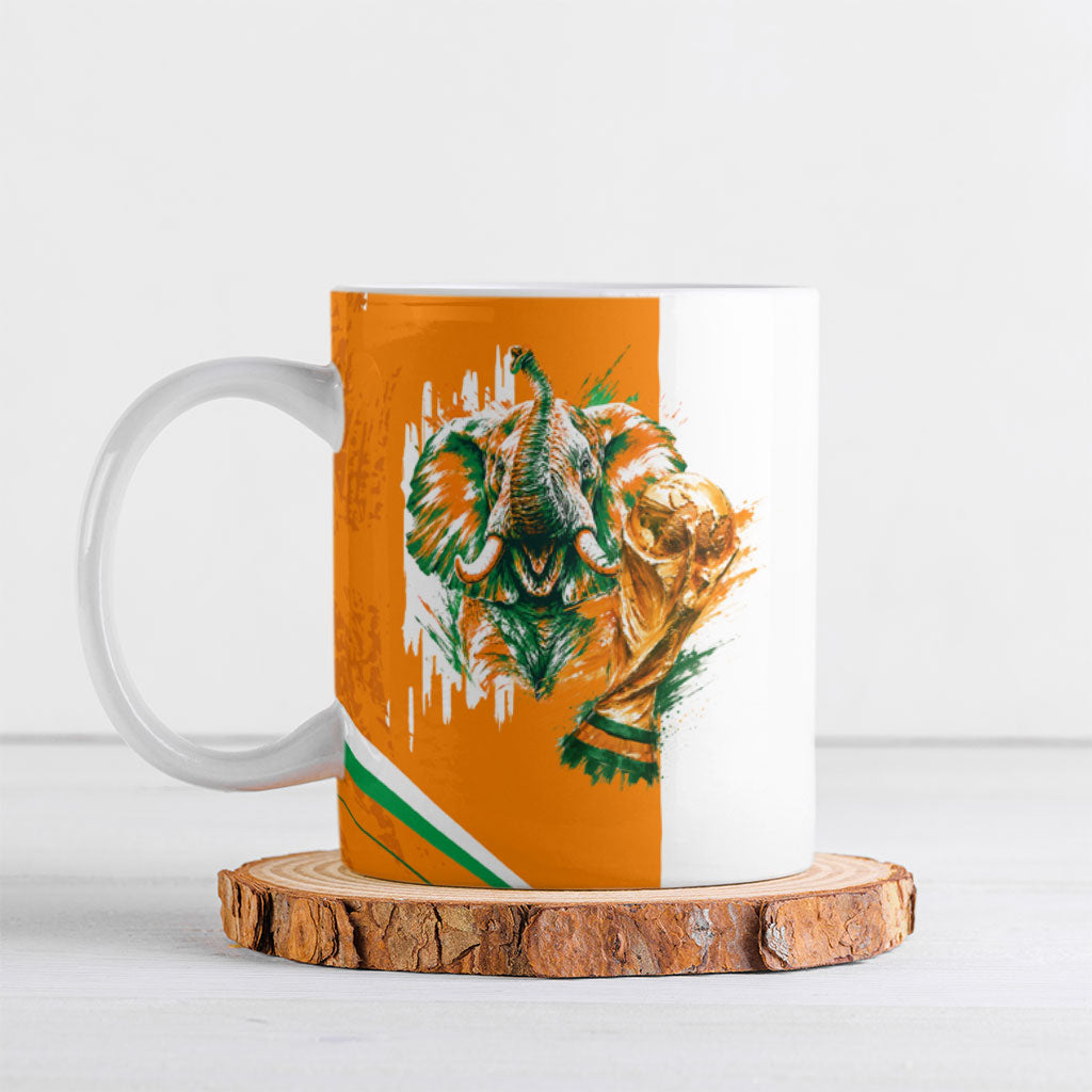 Personalized Ivory Coast Football Ceramic Mug African Elephant Trophy