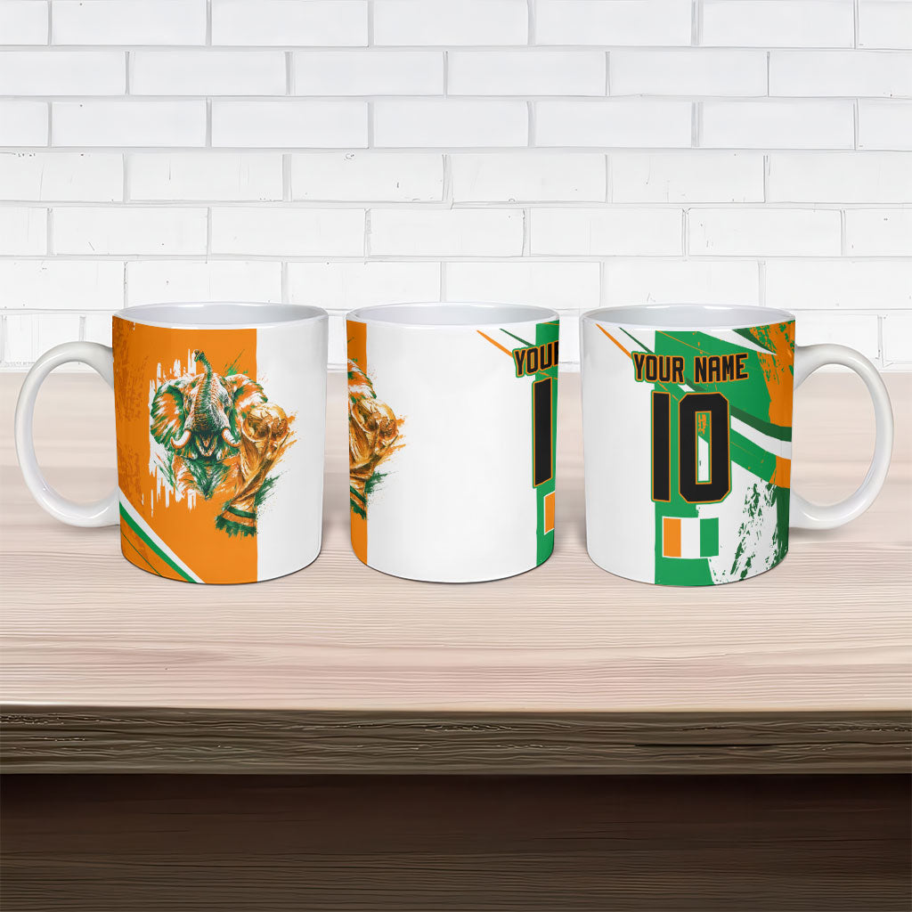 Personalized Ivory Coast Football Ceramic Mug African Elephant Trophy