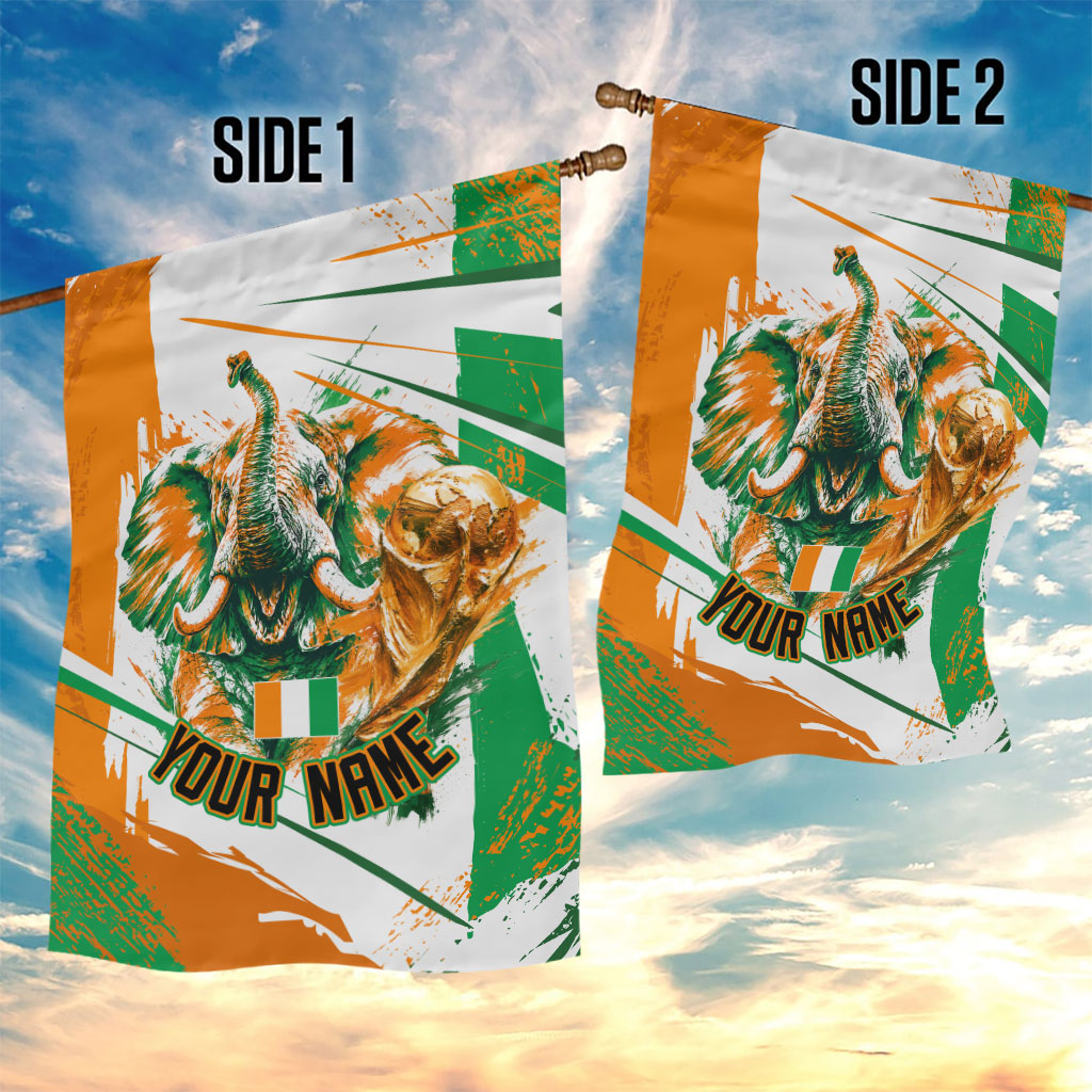 Personalized Ivory Coast Football Garden Flag African Elephant Trophy