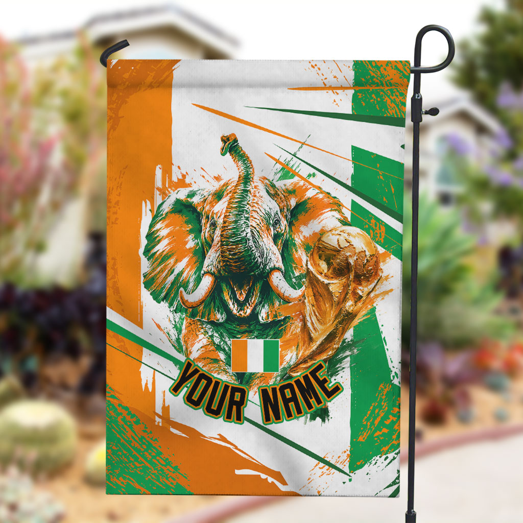 Personalized Ivory Coast Football Garden Flag African Elephant Trophy
