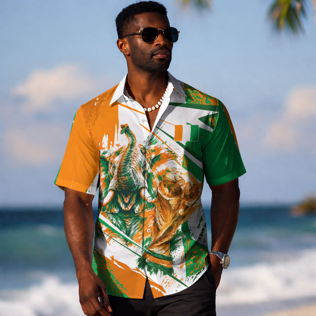 Personalized Ivory Coast Football Hawaiian Shirt African Elephant Trophy