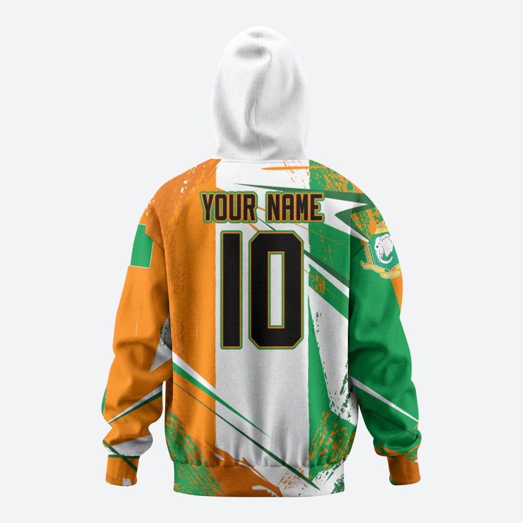 Personalized Ivory Coast Football Hoodie African Elephant Trophy