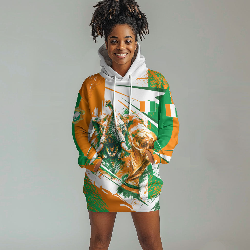 Personalized Ivory Coast Football Hoodie Dress African Elephant Trophy