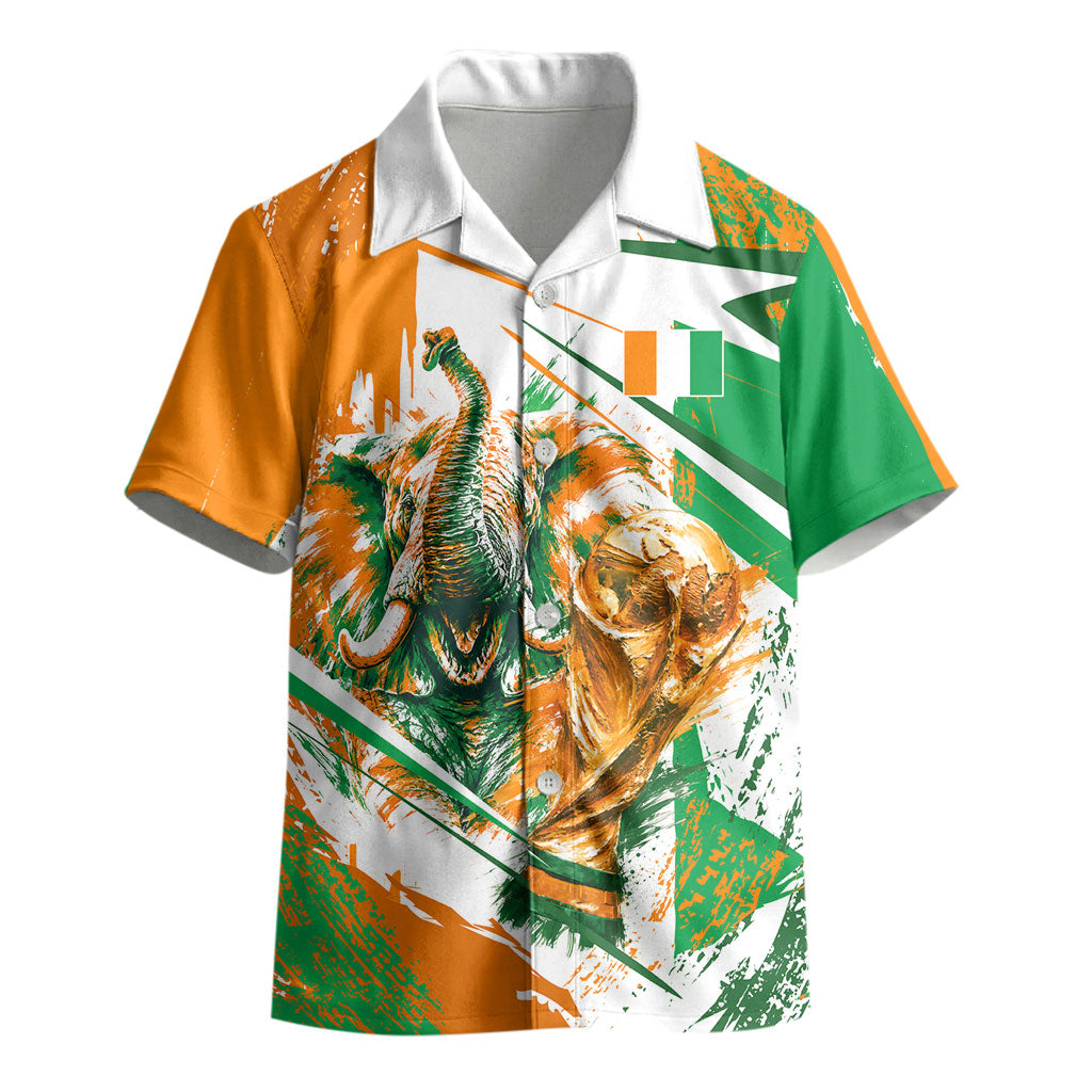 Personalized Ivory Coast Football Kid Hawaiian Shirt African Elephant Trophy