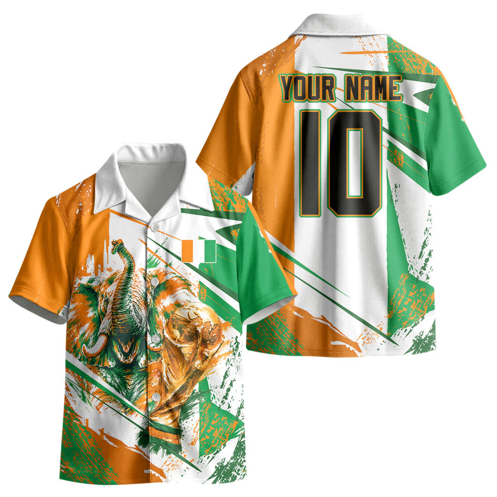 Personalized Ivory Coast Football Kid Hawaiian Shirt African Elephant Trophy
