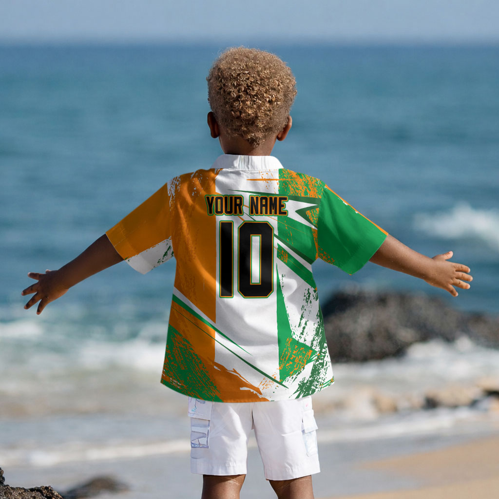 Personalized Ivory Coast Football Kid Hawaiian Shirt African Elephant Trophy