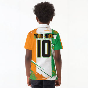Personalized Ivory Coast Football Kid Polo Shirt African Elephant Trophy