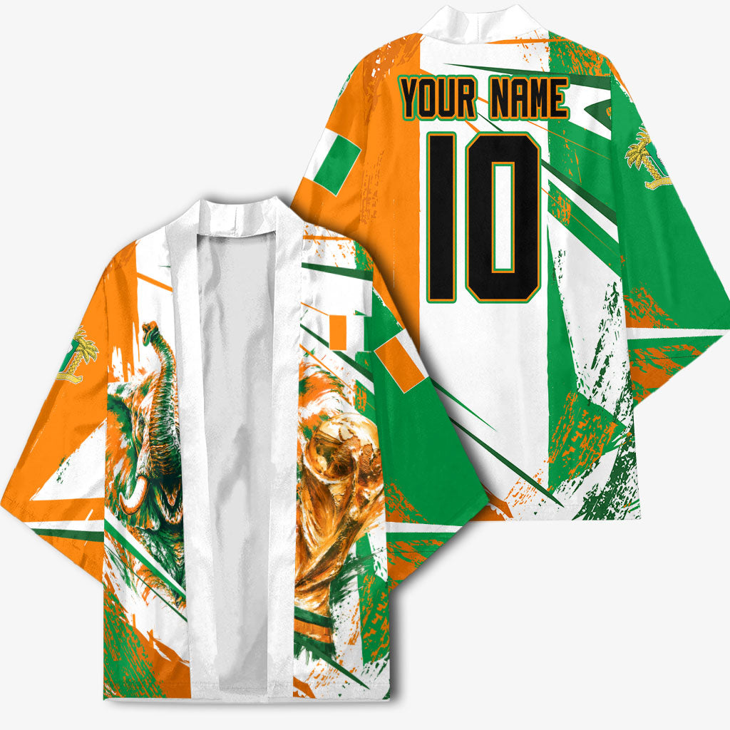 Personalized Ivory Coast Football Kimono African Elephant Trophy