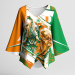 Personalized Ivory Coast Football Kimono Sleeve Blouse African Elephant Trophy