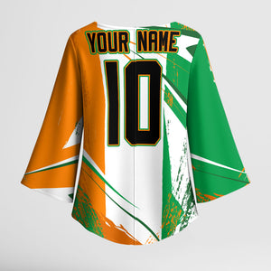 Personalized Ivory Coast Football Kimono Sleeve Blouse African Elephant Trophy