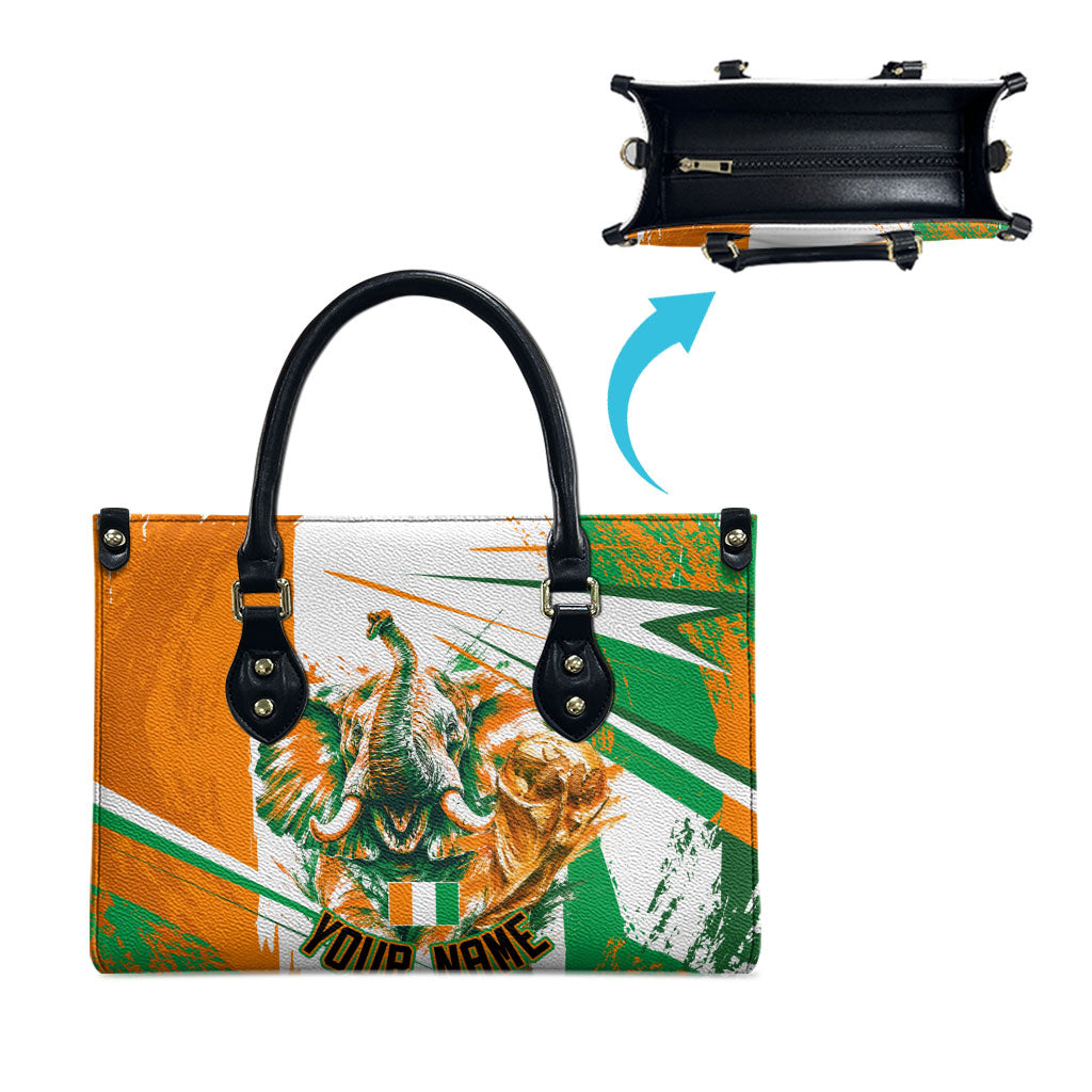 Personalized Ivory Coast Football Leather Bag African Elephant Trophy