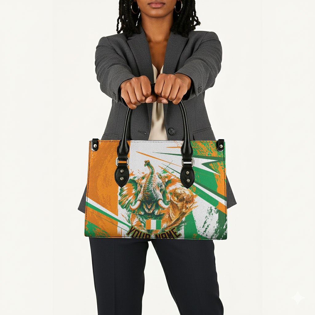 Personalized Ivory Coast Football Leather Bag African Elephant Trophy