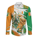 Personalized Ivory Coast Football Long Sleeve Button Shirt African Elephant Trophy