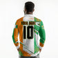 Personalized Ivory Coast Football Long Sleeve Polo Shirt African Elephant Trophy