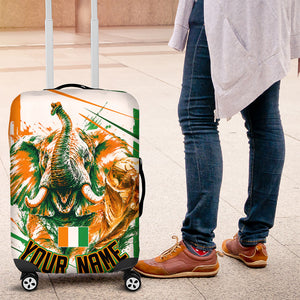 Personalized Ivory Coast Football Luggage Cover African Elephant Trophy