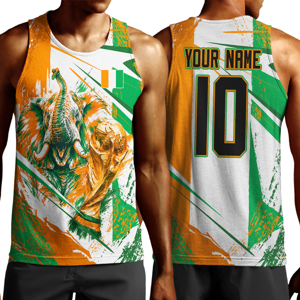 Personalized Ivory Coast Football Men Tank Top African Elephant Trophy