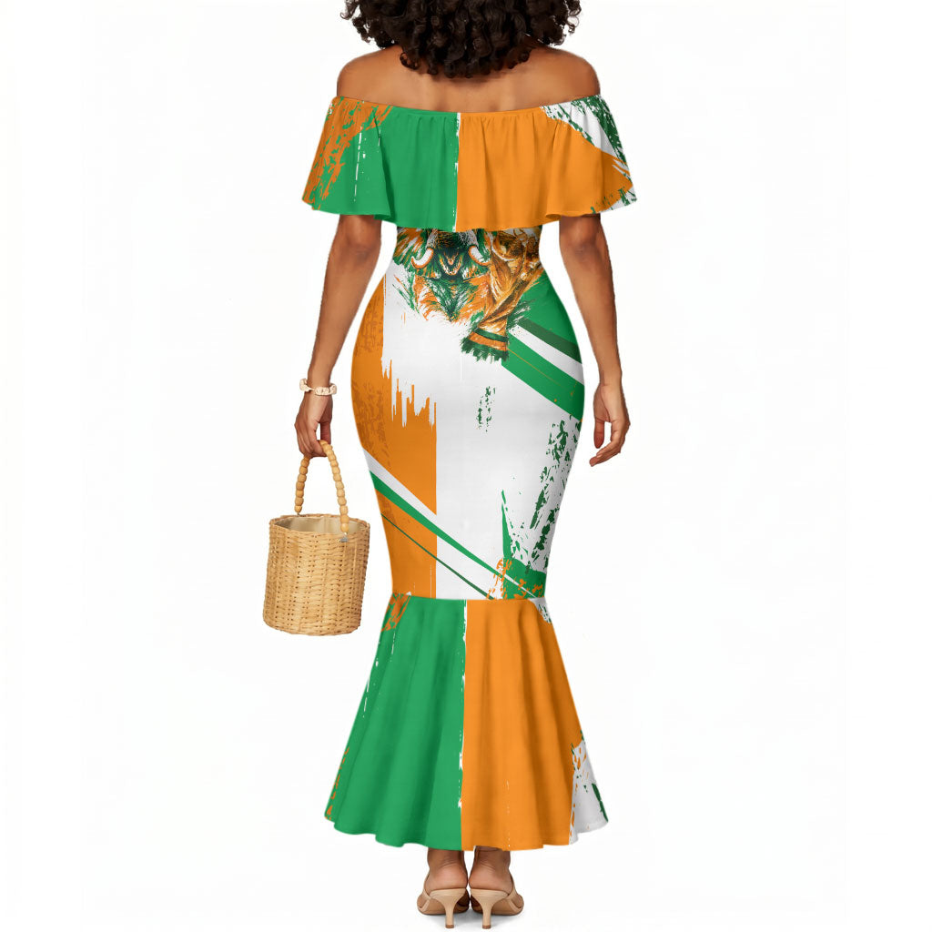 Personalized Ivory Coast Football Mermaid Dress African Elephant Trophy