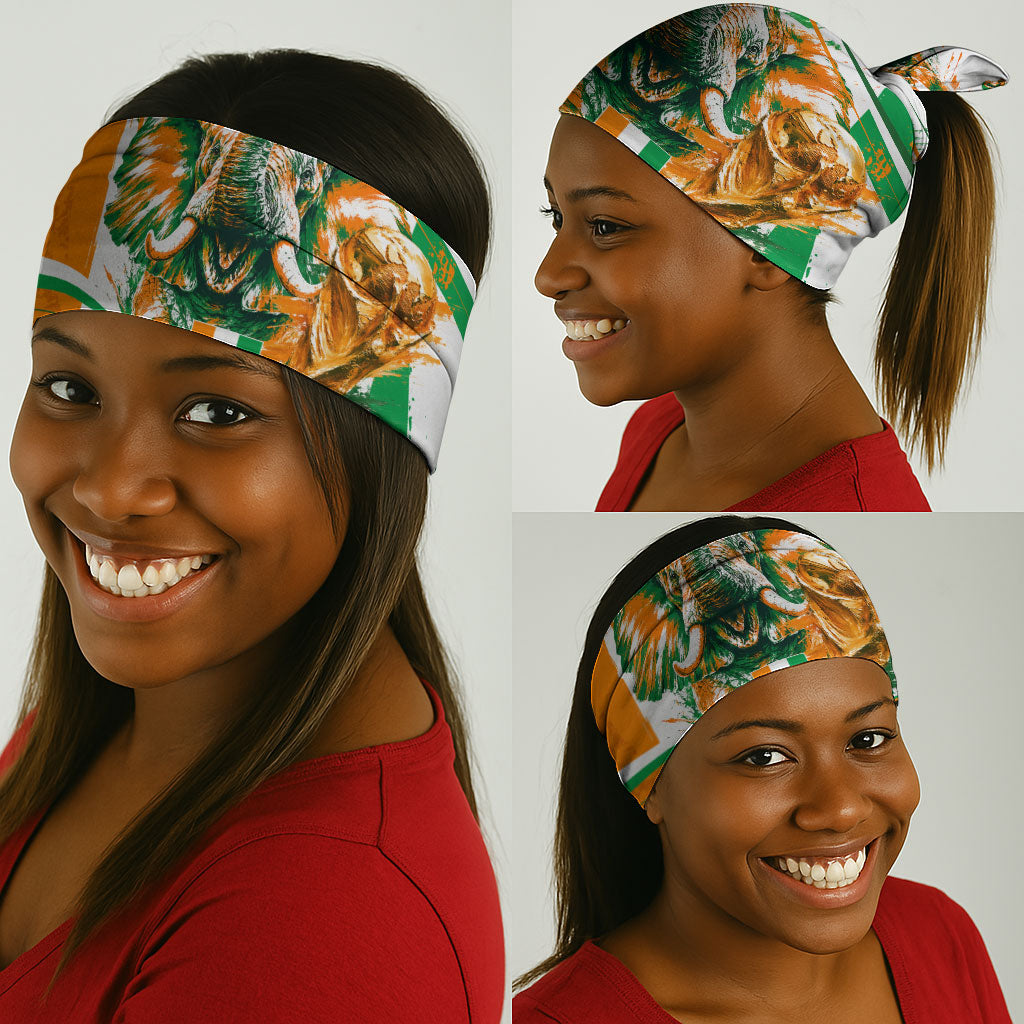 Personalized Ivory Coast Football Neck Gaiter African Elephant Trophy
