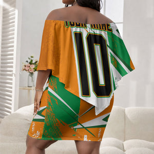 Personalized Ivory Coast Football Off Shoulder Short Dress African Elephant Trophy