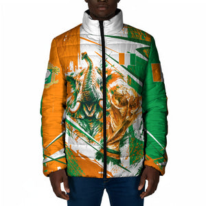 Personalized Ivory Coast Football Padded Jacket African Elephant Trophy
