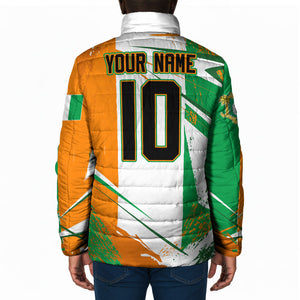 Personalized Ivory Coast Football Padded Jacket African Elephant Trophy