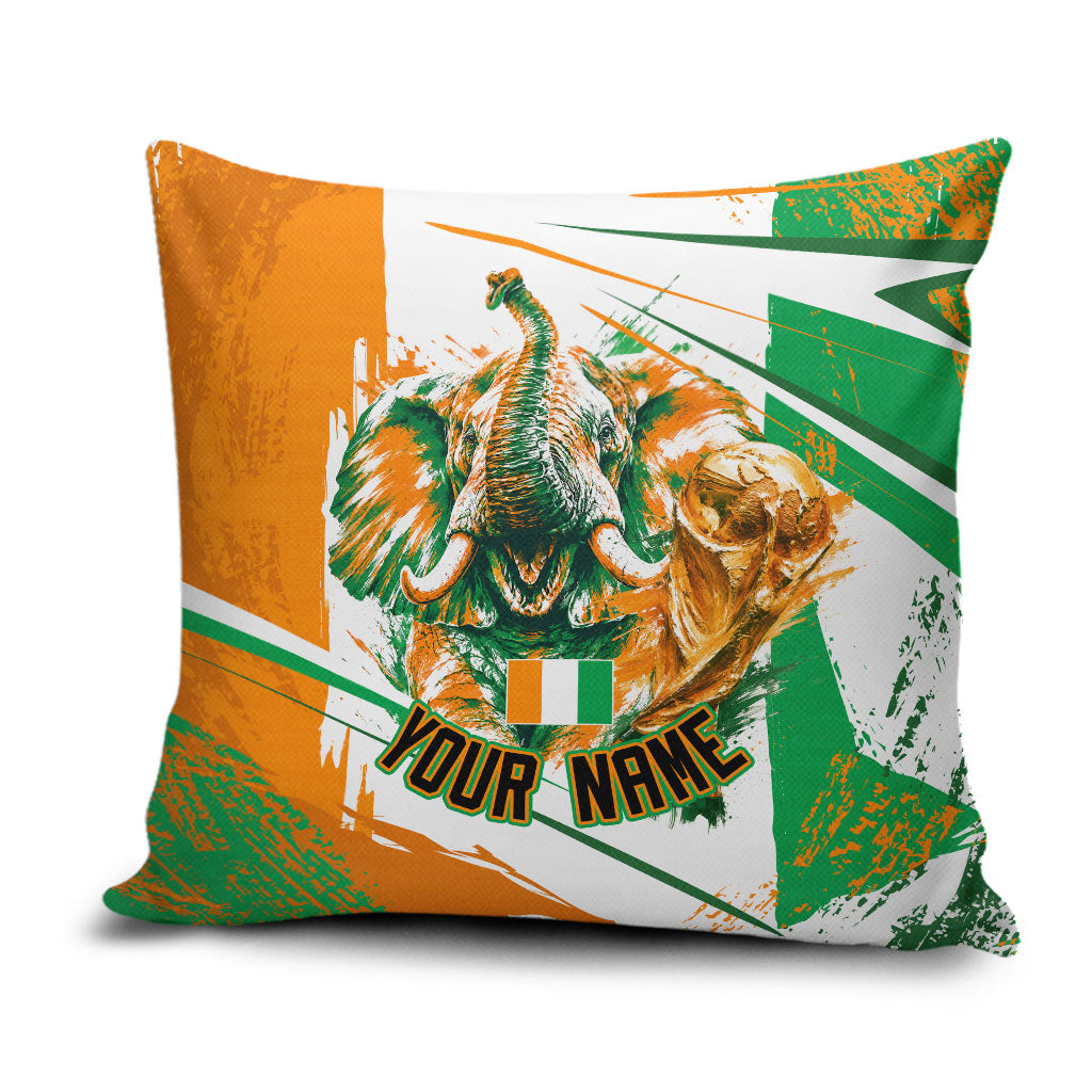 Personalized Ivory Coast Football Pillow Cover African Elephant Trophy