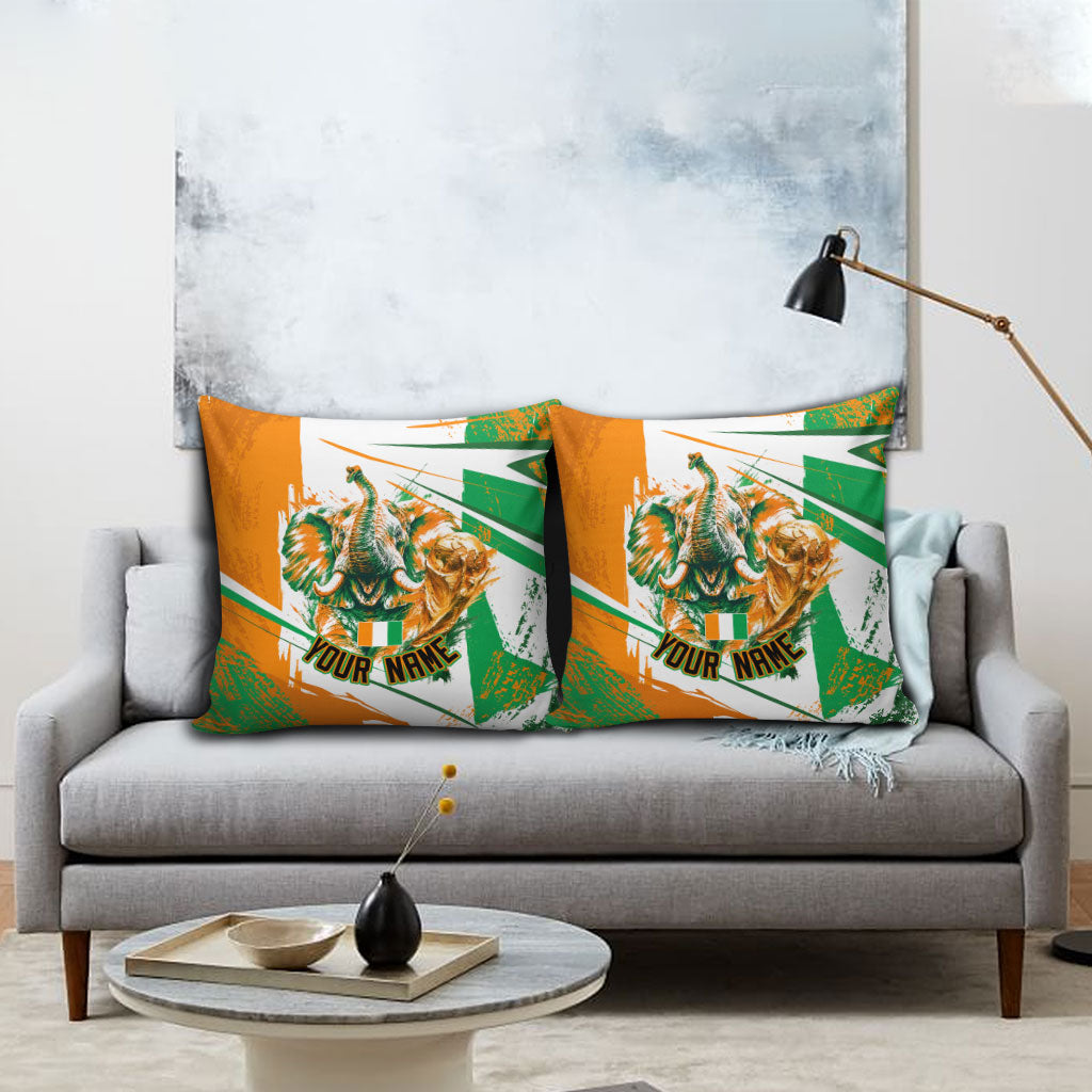 Personalized Ivory Coast Football Pillow Cover African Elephant Trophy