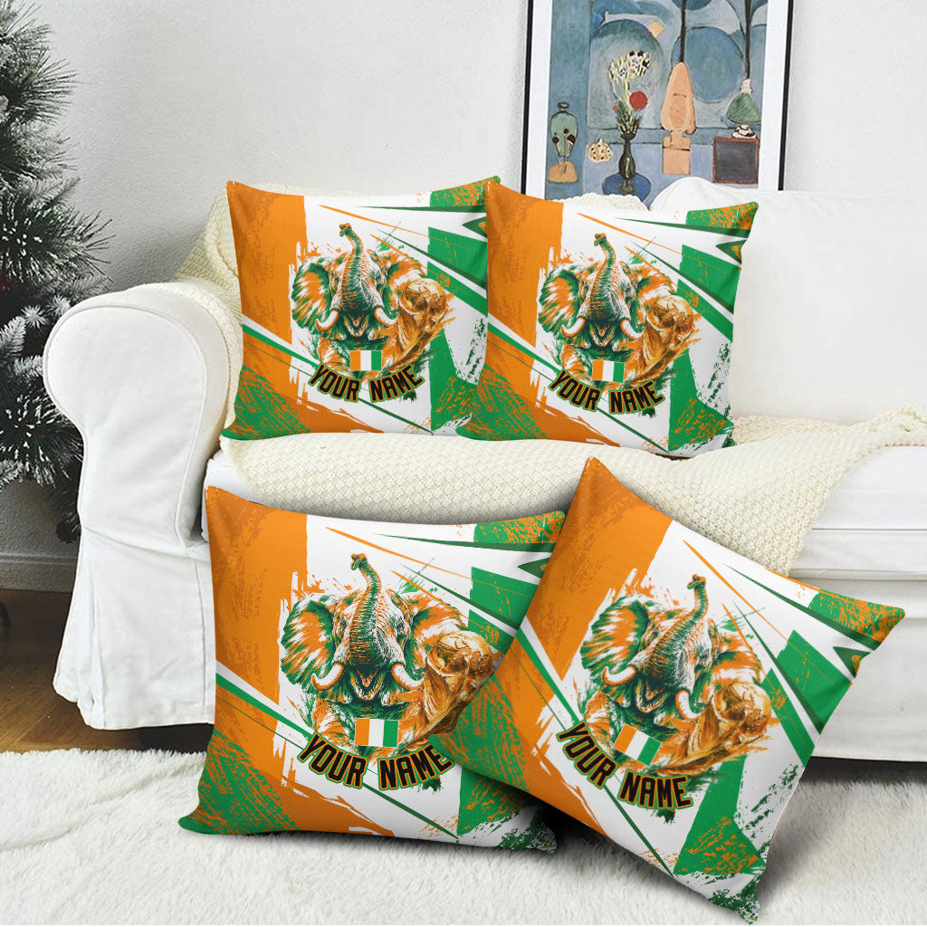Personalized Ivory Coast Football Pillow Cover African Elephant Trophy