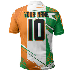 Personalized Ivory Coast Football Polo Shirt African Elephant Trophy
