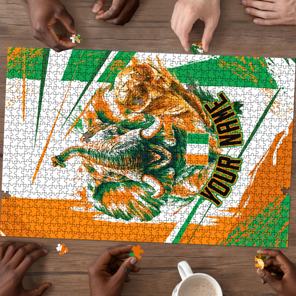 Personalized Ivory Coast Football Puzzle African Elephant Trophy
