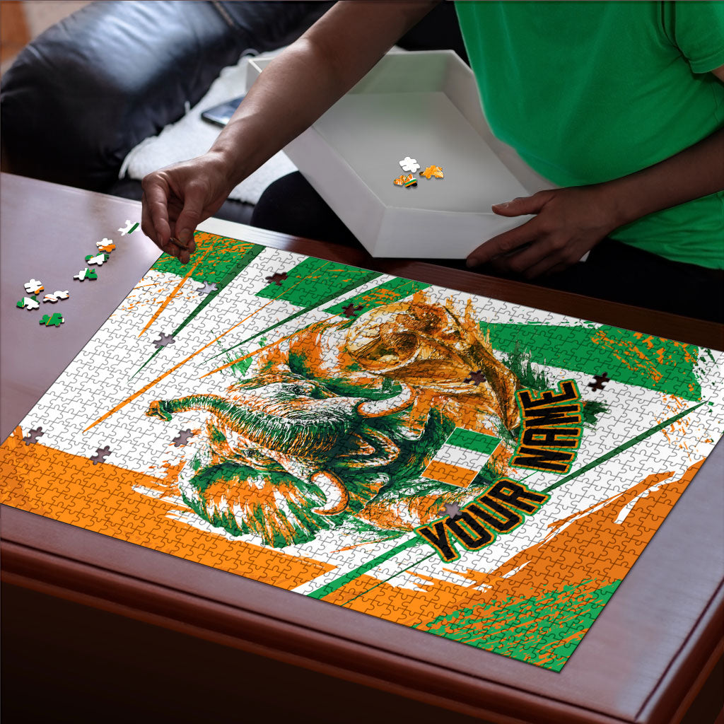 Personalized Ivory Coast Football Puzzle African Elephant Trophy