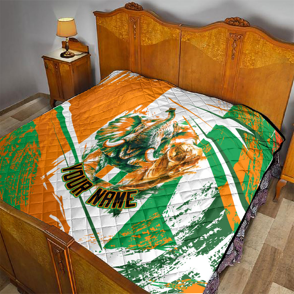 Personalized Ivory Coast Football Quilt African Elephant Trophy