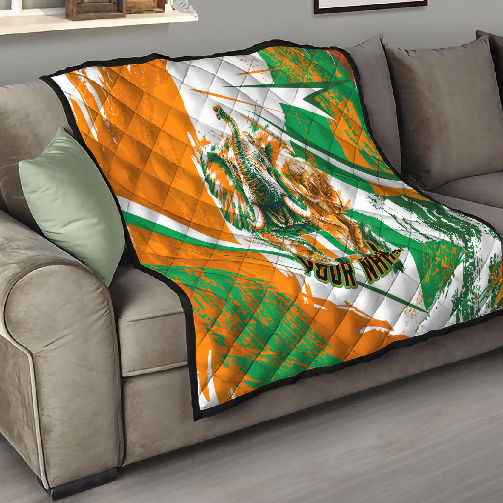 Personalized Ivory Coast Football Quilt African Elephant Trophy