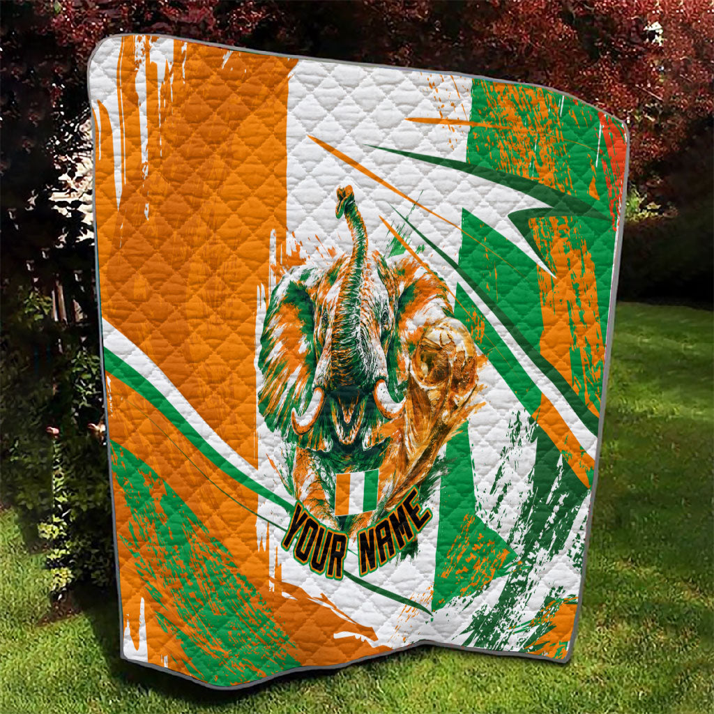 Personalized Ivory Coast Football Quilt African Elephant Trophy