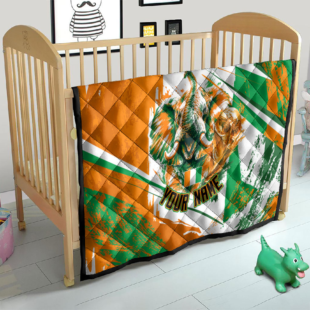 Personalized Ivory Coast Football Quilt African Elephant Trophy