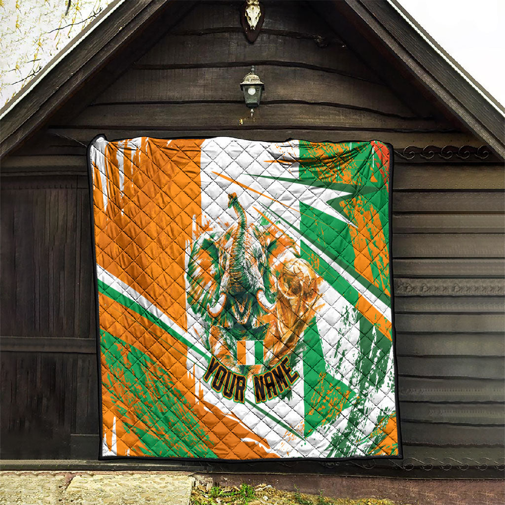Personalized Ivory Coast Football Quilt African Elephant Trophy