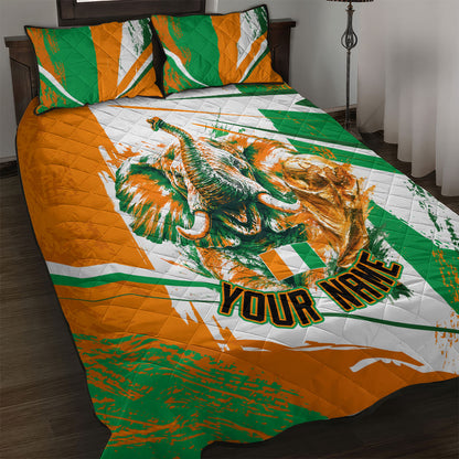 Personalized Ivory Coast Football Quilt Bed Set African Elephant Trophy