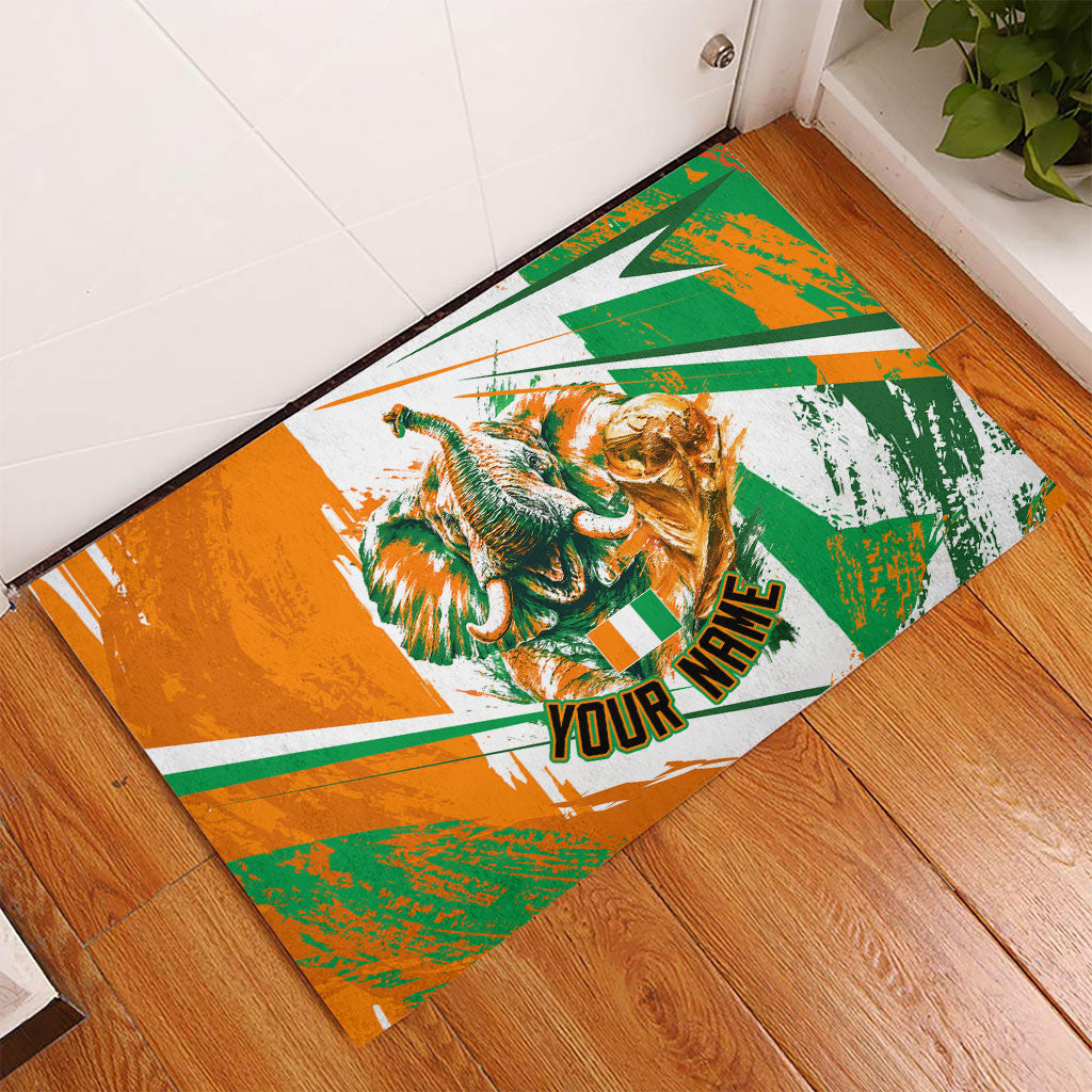 Personalized Ivory Coast Football Rubber Doormat African Elephant Trophy