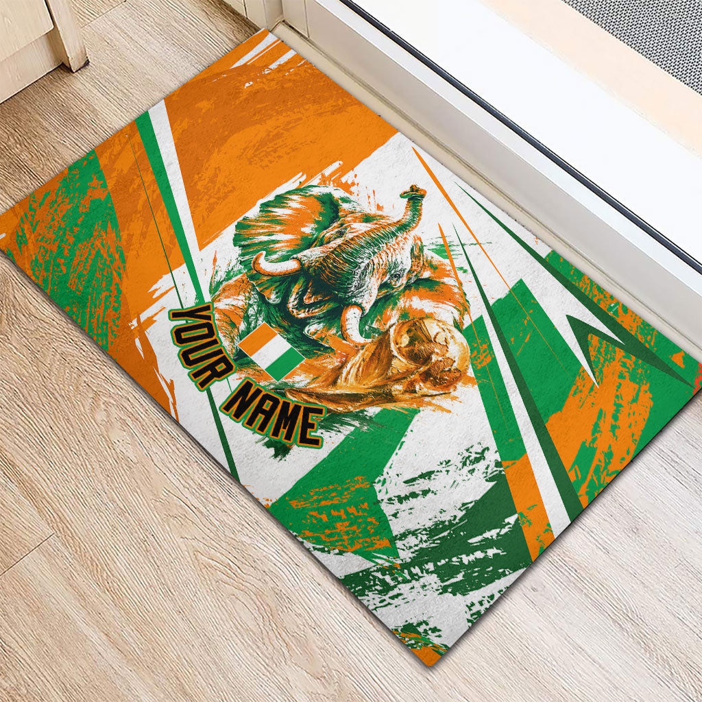 Personalized Ivory Coast Football Rubber Doormat African Elephant Trophy