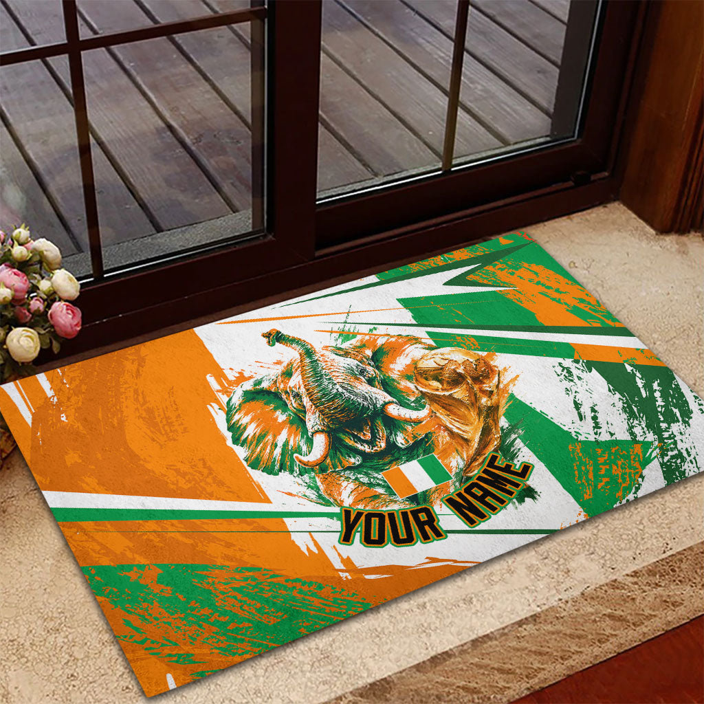 Personalized Ivory Coast Football Rubber Doormat African Elephant Trophy