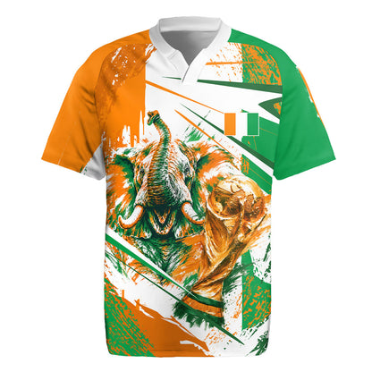 Personalized Ivory Coast Football Rugby Jersey African Elephant Trophy