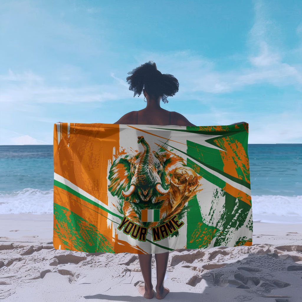 Personalized Ivory Coast Football Sarong African Elephant Trophy