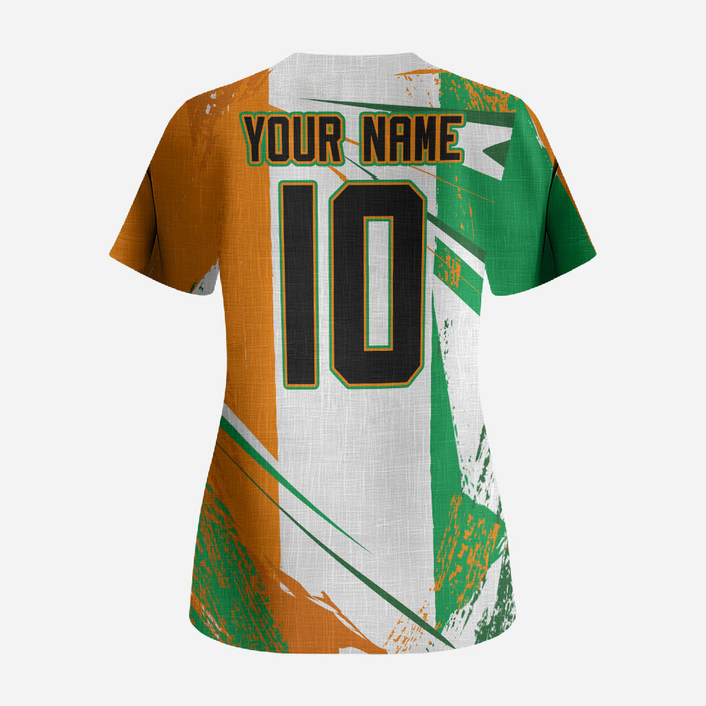 Personalized Ivory Coast Football Scrub Top African Elephant Trophy