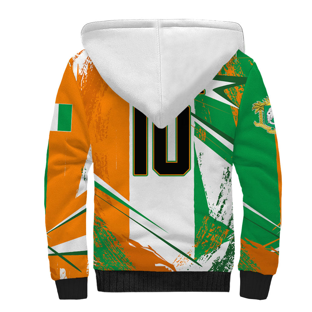 Personalized Ivory Coast Football Sherpa Hoodie African Elephant Trophy