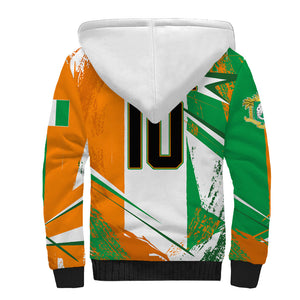 Personalized Ivory Coast Football Sherpa Hoodie African Elephant Trophy