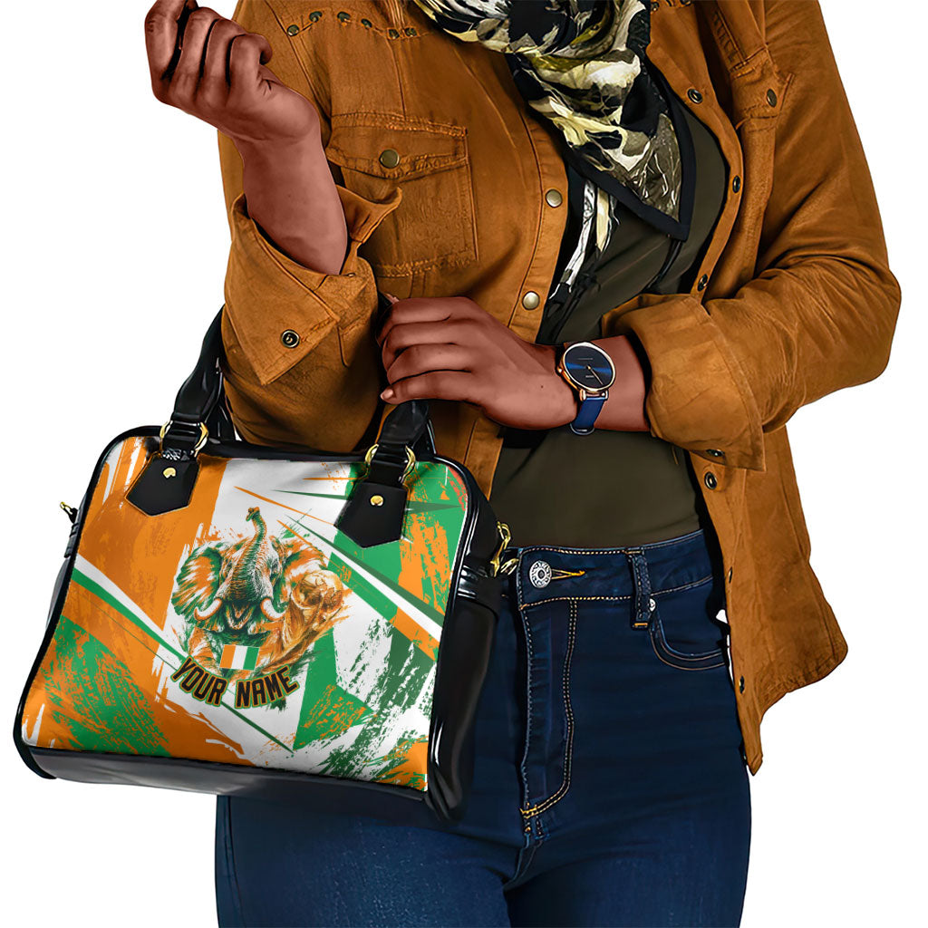 Personalized Ivory Coast Football Shoulder Handbag African Elephant Trophy