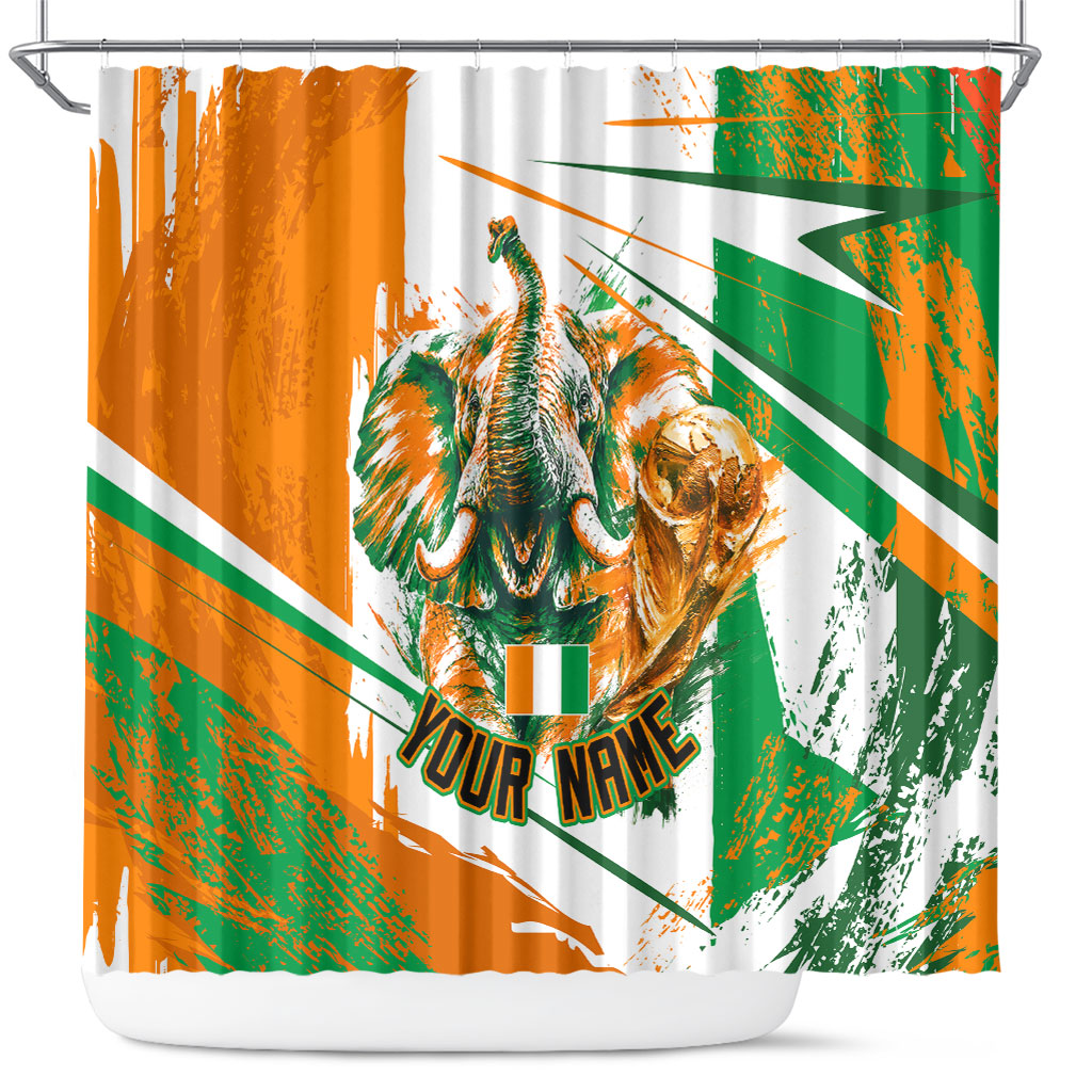 Personalized Ivory Coast Football Shower Curtain African Elephant Trophy