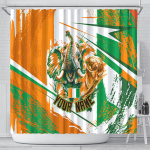 Personalized Ivory Coast Football Shower Curtain African Elephant Trophy