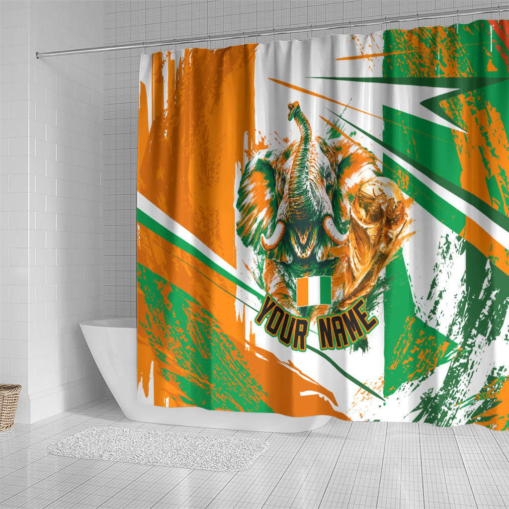 Personalized Ivory Coast Football Shower Curtain African Elephant Trophy