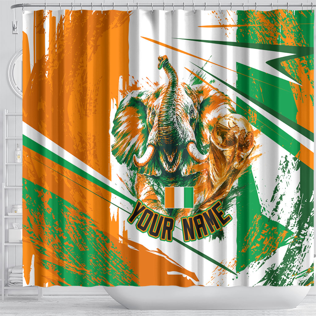 Personalized Ivory Coast Football Shower Curtain African Elephant Trophy